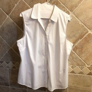 Charter Club White Sleeveless Button-Down Shirt